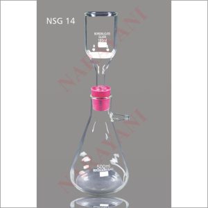 FILTER APPARATUS COMPLETE WITH FILTER FLASK WITH SOCKET & BUCHNER FUNNEL WITH SINTERED DISC POROSITY G-1,G-2,G-3 OR G-4 HAVING CONE
