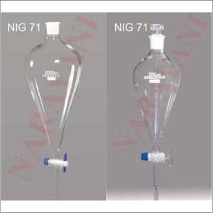 SEPARATING FUNNELS, WITH GLASS KEY SCREW CAP STOPCOCK INTERCHANGEABLE STOPCOCK, CONICAL/PEAR SHAPE, PLAIN STEM