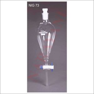 SEPARATING FUNNELS, WITH PTFE KEY STOPCOCK, INTERCHANGEABLE GLASS/PTFE STOPPER, CONICAL/PEAR SHAPE, PLAIN STEM