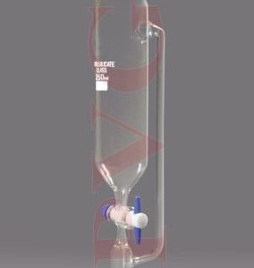 PRESSURE EQUALIZING FUNNELS, CYLINDRICAL  WITH SOCKET, GLASS KEY / PTFE KEY STOPCOCK,  STEM WITH CONE